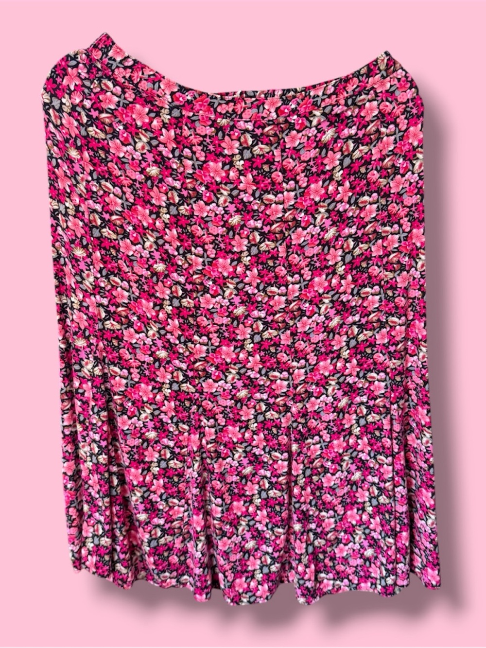 Christopher & Banks Pink Floral Circle Skirt
